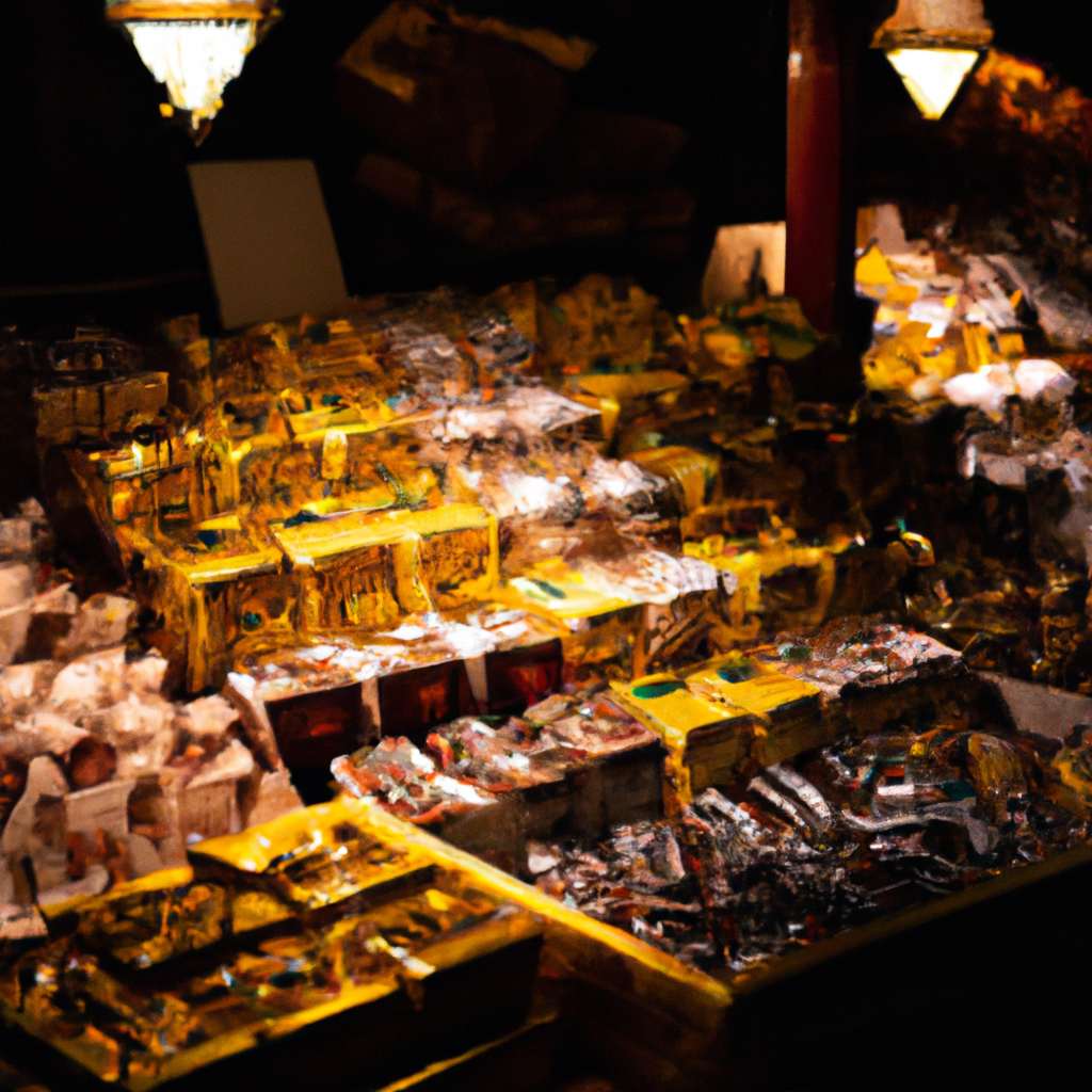 Escena de mercado urbano en Madrid con cajas de chocolate artesanal